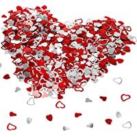 HOWAF plástico especular Amor corazón Rojo y Plateado Confeti Boda Mesa Comedor Confeti Decoración Mesa para Boda…